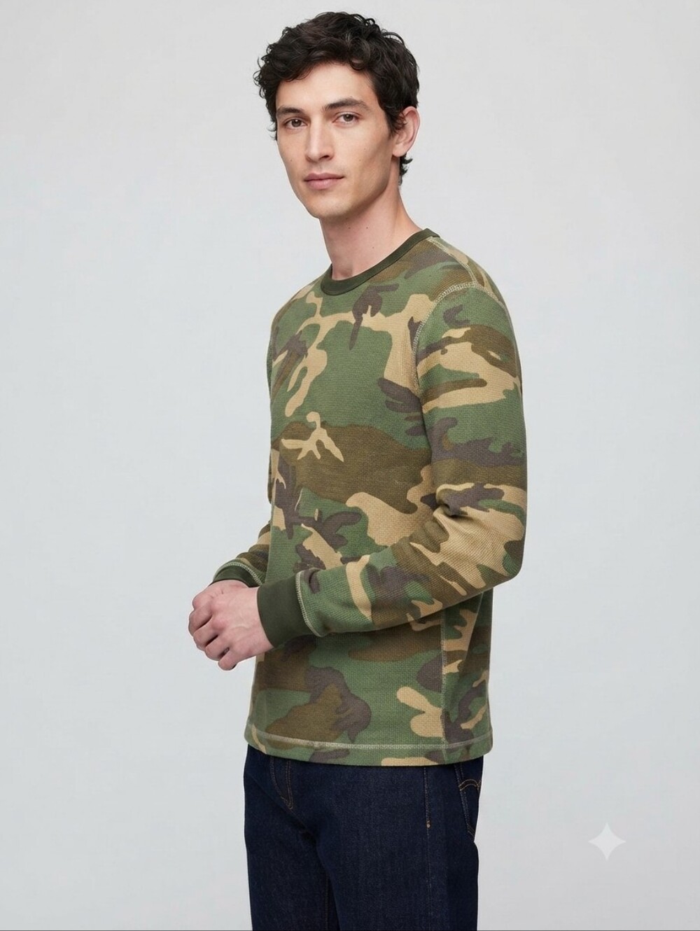 GAP Camouflage Green Heavyweight Thermal Sweater Men’s Size Large